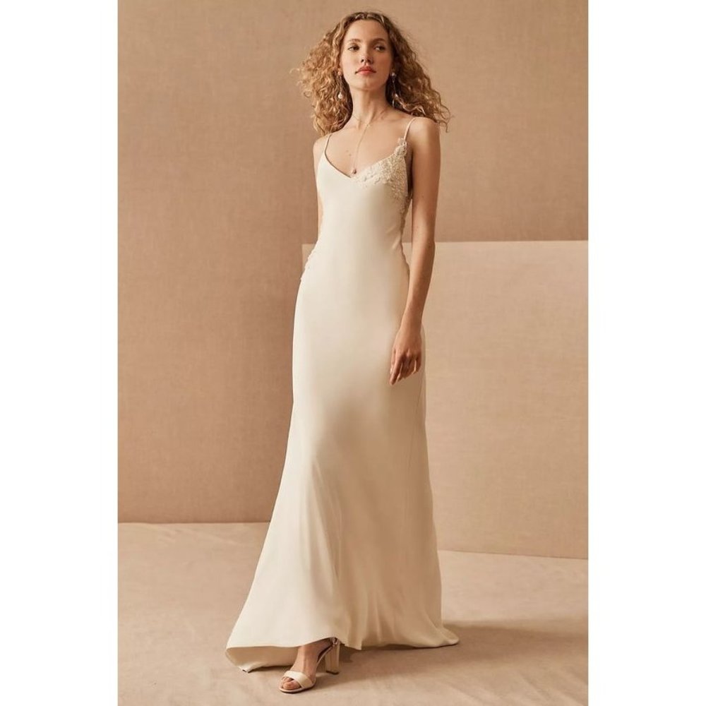 Jenny Yoo Celeste Wedding Gown Size 14 Silk Slip Dress